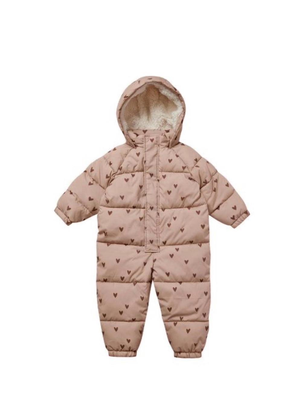 Rylee + Cru Pink Heart Puffer Snowsuit